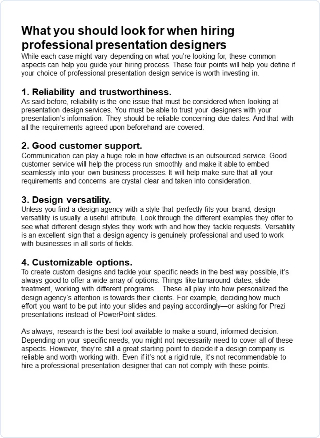 Presentation slide before redesign by 24Slides