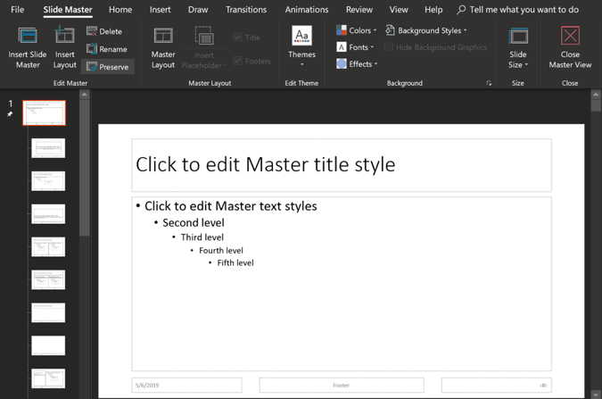 powerpoint vs keynote - editing the master slide in powerpoint