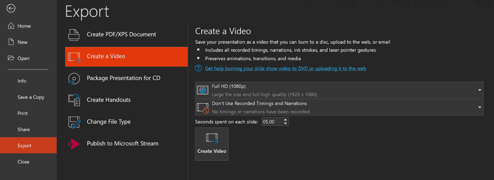 how to export your presentation into video in powerpoint