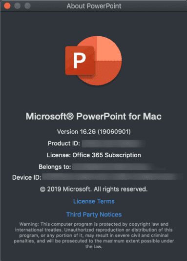 PowerPoint Mac Version überprüfen