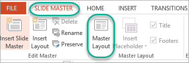 Master layout button on PowerPoint