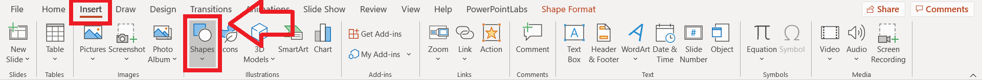 Pestaña Insertar en PowerPoint