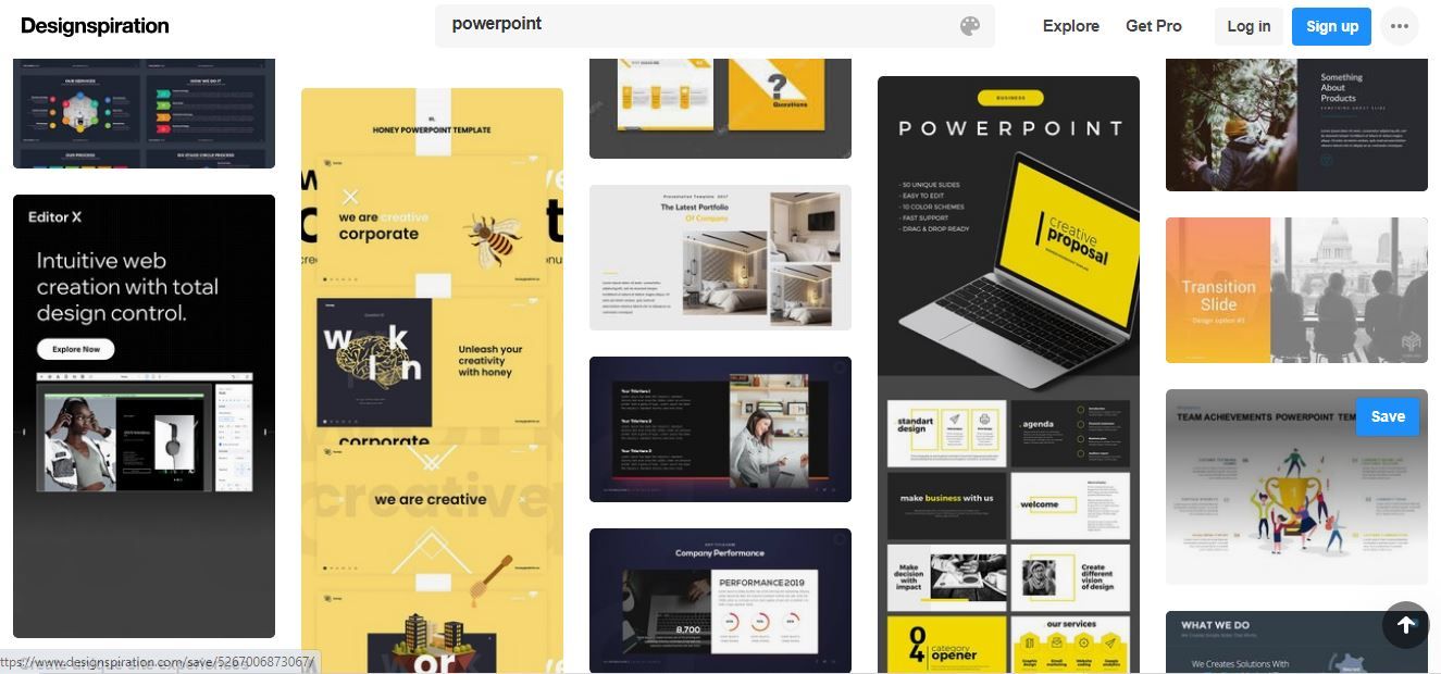 Designspiration website for PowerPoint inspiration