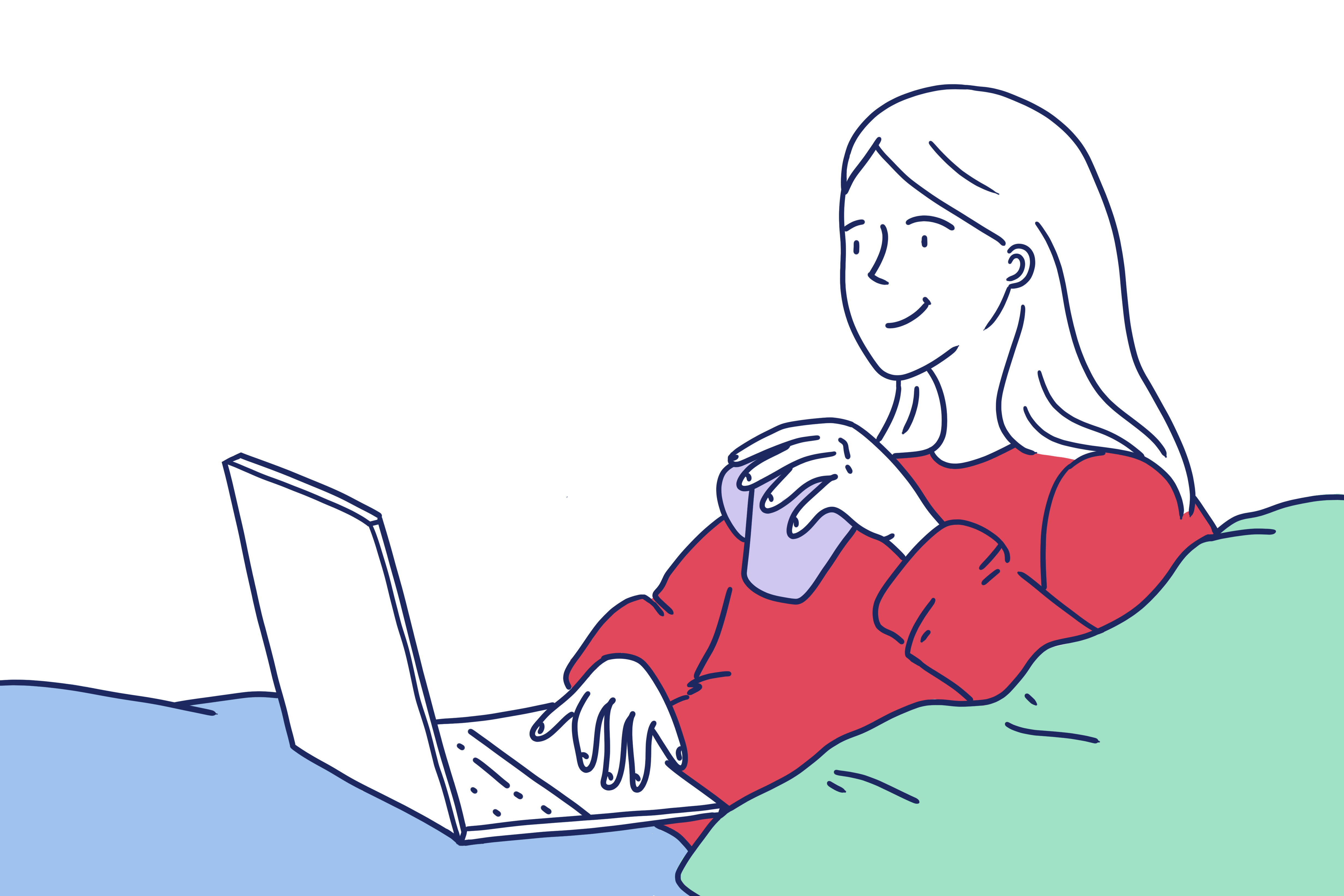 Illustration of a woman working in a laptop 