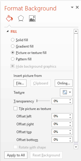 slide master options - format background 
