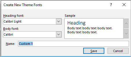 slide master options - create new theme fonts