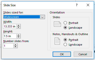 Custom slide size options in PowerPoint