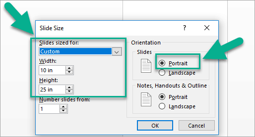 size of a powerpoint slide inches