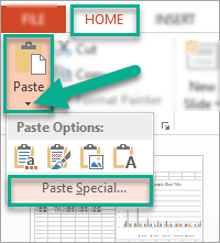 PowerPointにExcelファイルを埋め込むかリンクする方法