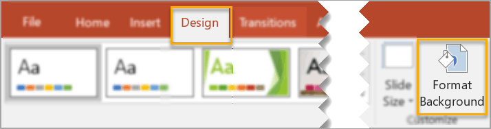 How to add background in PowerPoint – the Design tab method.