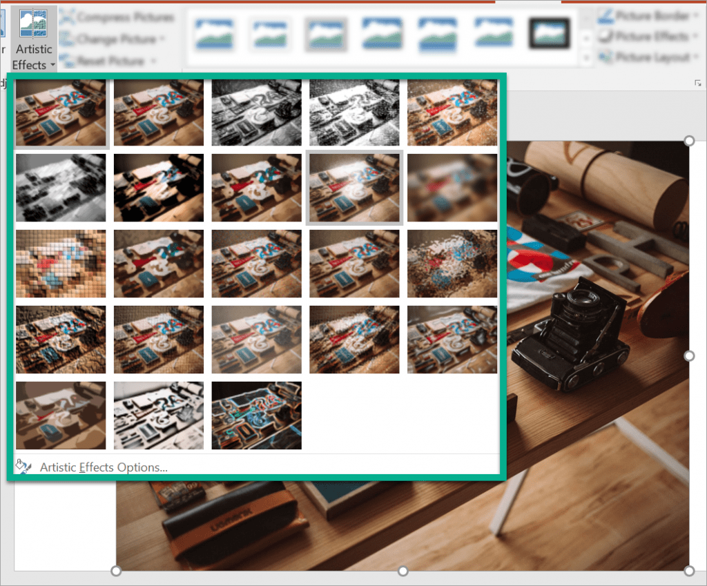 The Artistic Effects option in PowerPoint will turn your image into a sketch or a painting