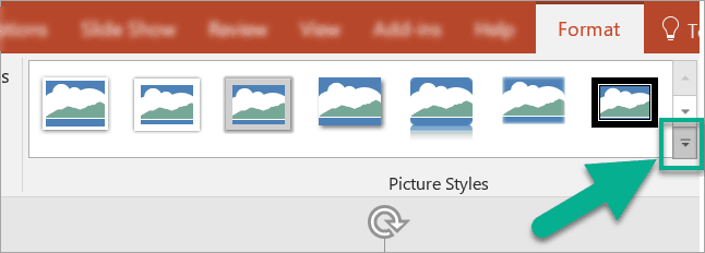 The Picture Styles option in PowerPoint will let you change the overall look of your picture