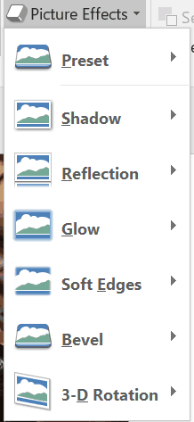 The different Picture Effects in PowerPoint