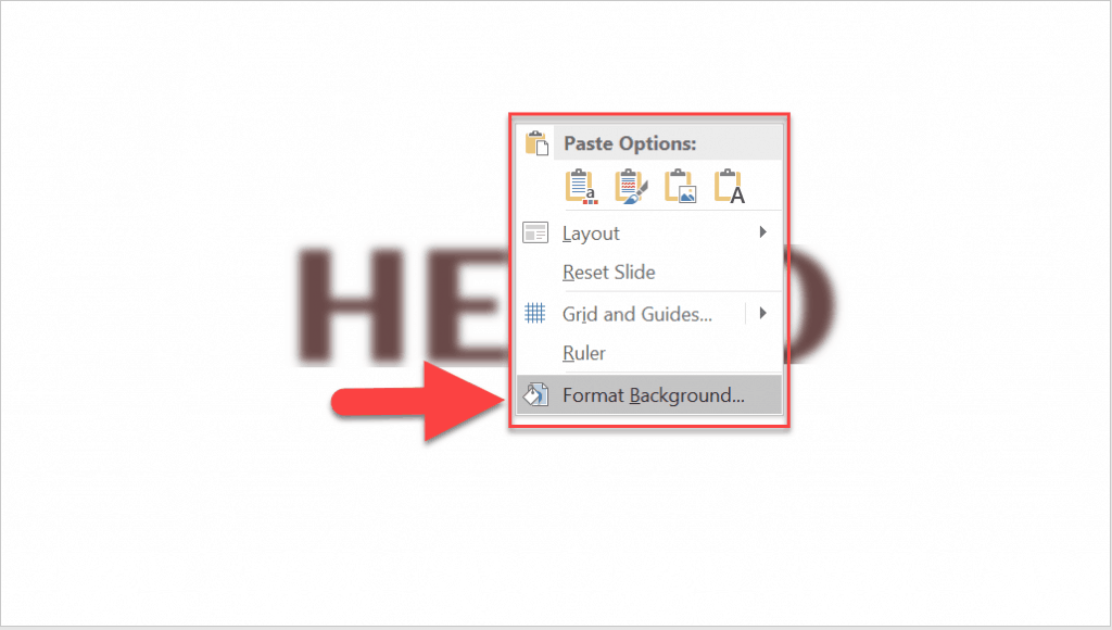 How to add a background in PowerPoint – the right-click method.