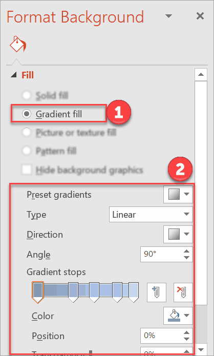 How to use gradient fill background in PowerPoint