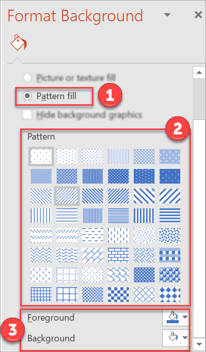 How to use patterns as background in PowerPoint.