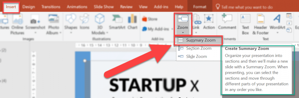 How to insert a Summary Zoom in PowerPoint