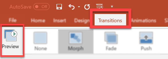 How to preview your Morph transition