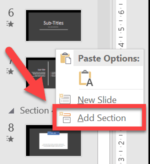 Right-clicking on blank space gives you these options