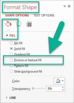 The Format Shape menu on PowerPoint