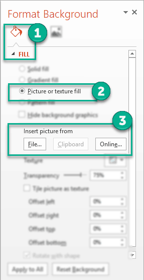 The Format Background menu in PowerPoint