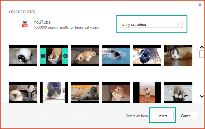 You can search for YouTube videos directly in PowerPoint 