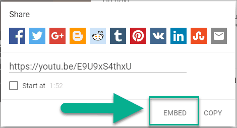 Click on Embed to get the embed code for PowerPoint