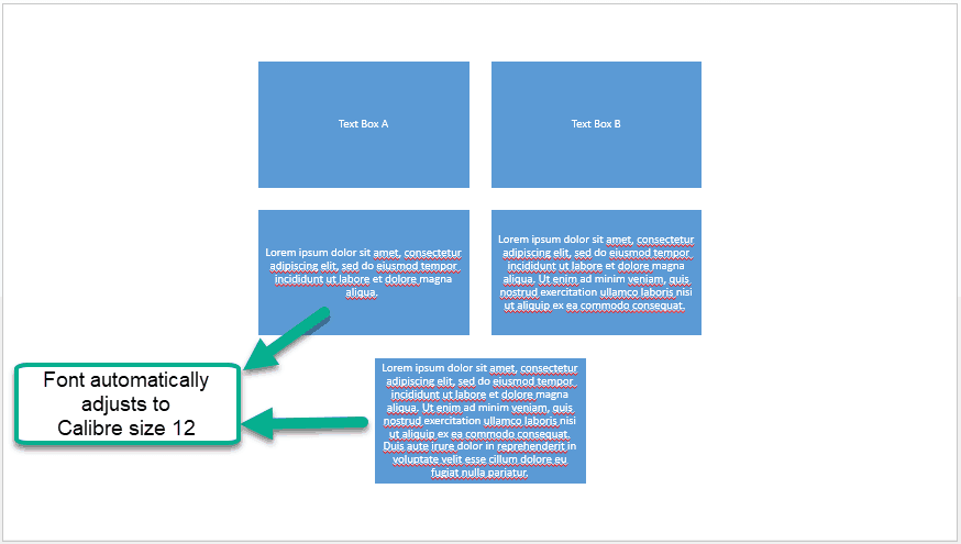 The font size in the SmartArt graphic automatically adjusts when longer content is added