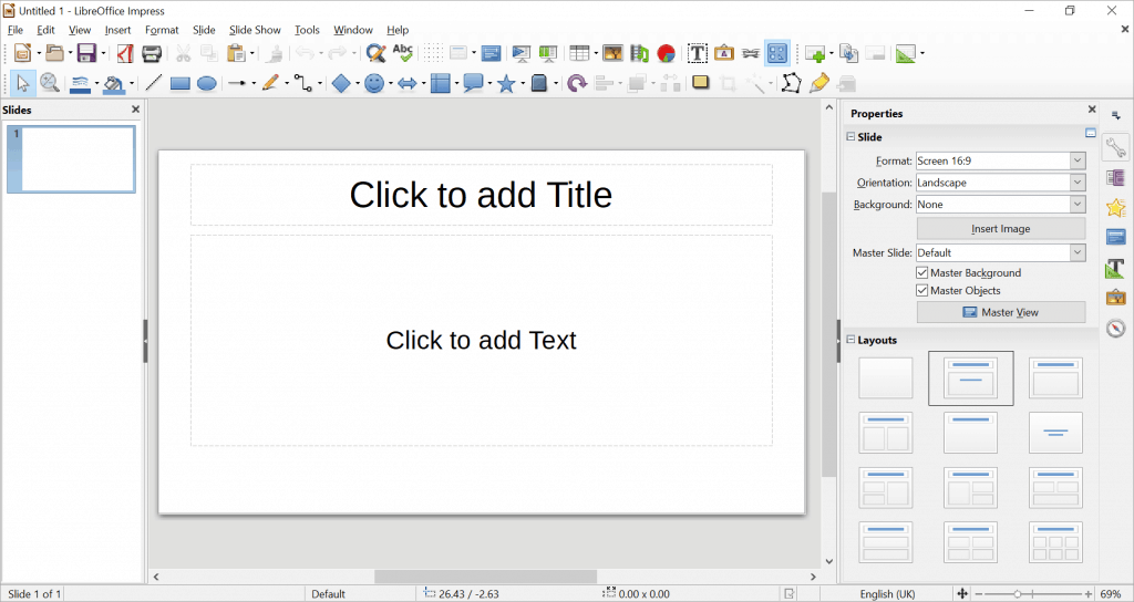 LibreOffice Impress user interface