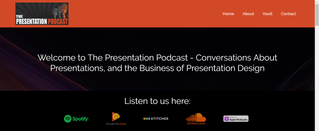 Presentation Podcast homepage