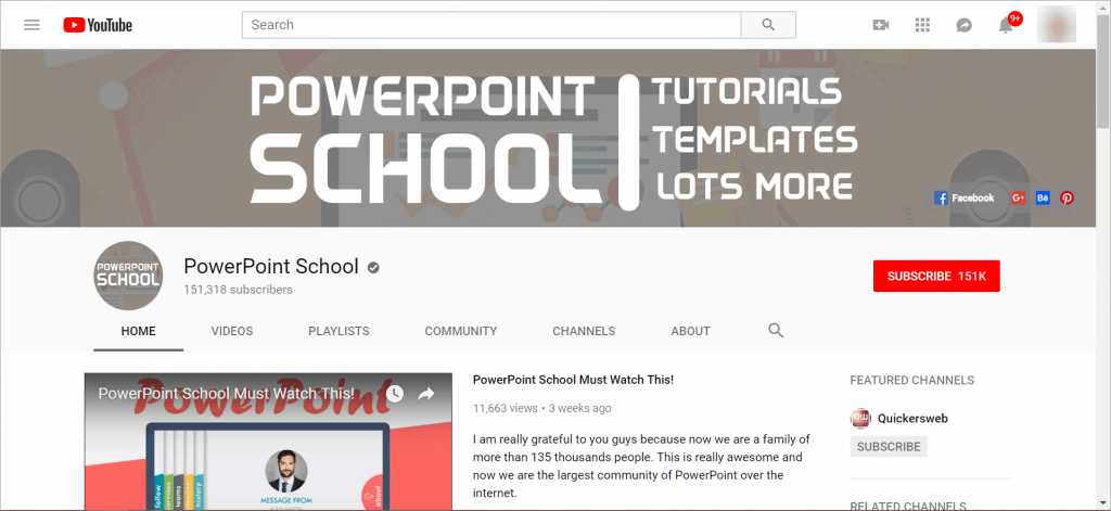 Top YouTube channels on PowerPoint design and public speaking