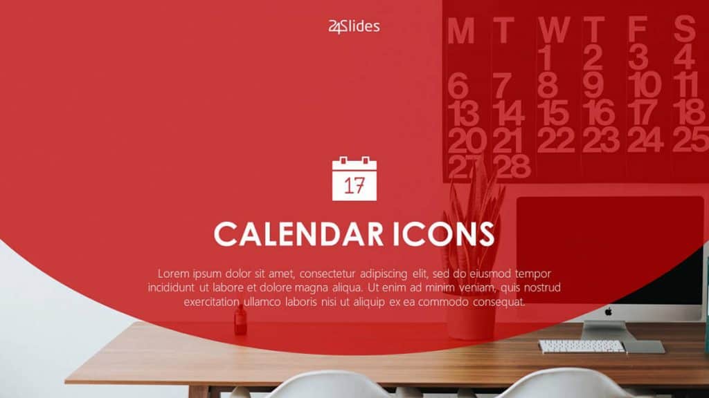 What the cover slide of the Calendar Icons Template Pack looks like