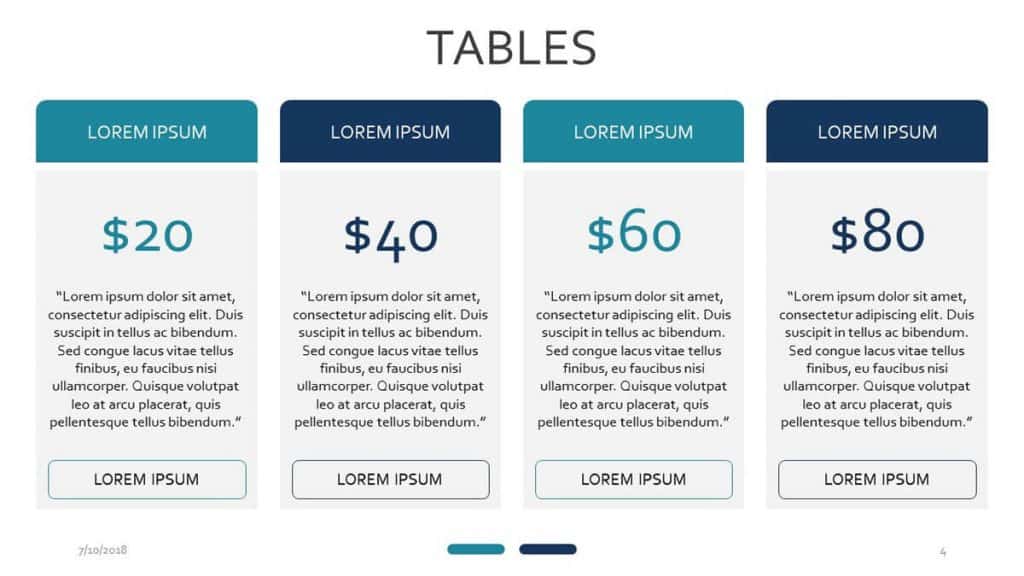 PowerPoint pricing table template you can use for free - Tables PowerPoint Template Pack from 24Slides