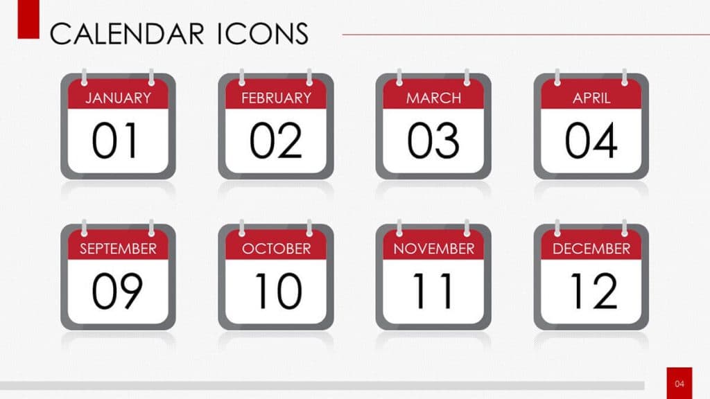 What the yearly calendar icons from the Calendar Icons Template Pack look like