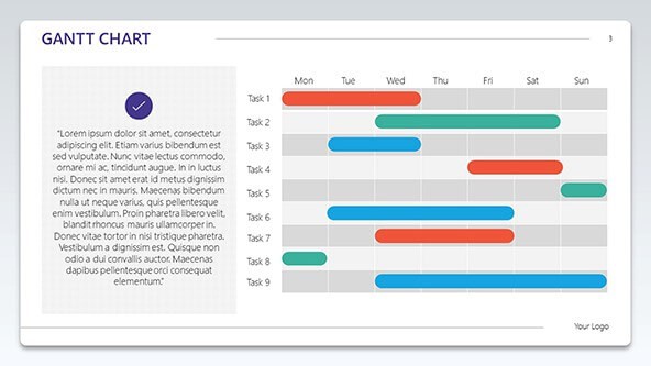 The daily slide of the Corporate Gantt chart template