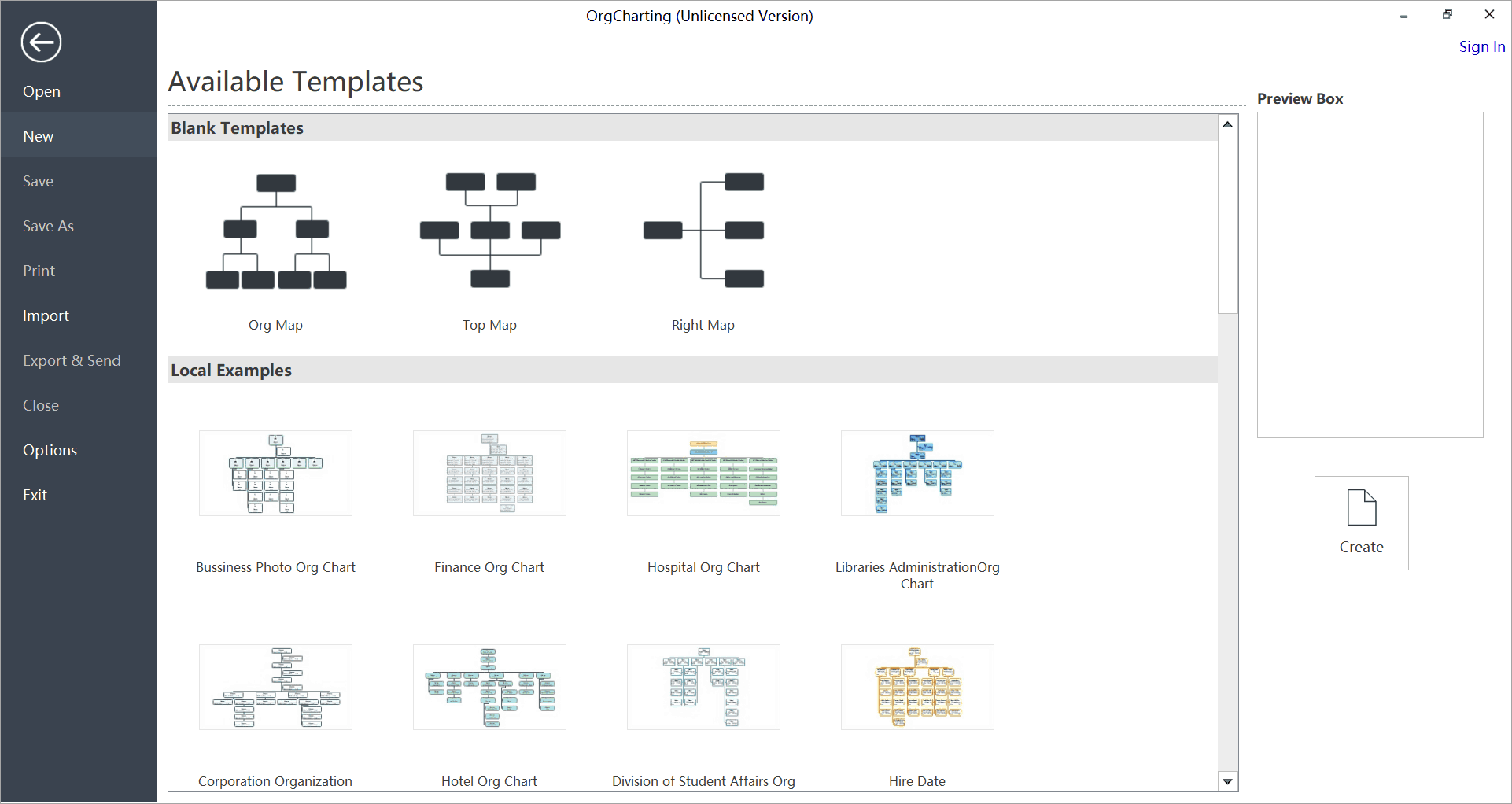 interface of eDraw orgcharting software