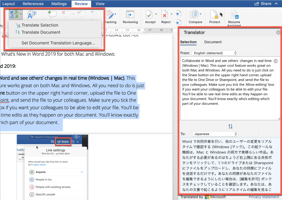 view map of document in word for mac