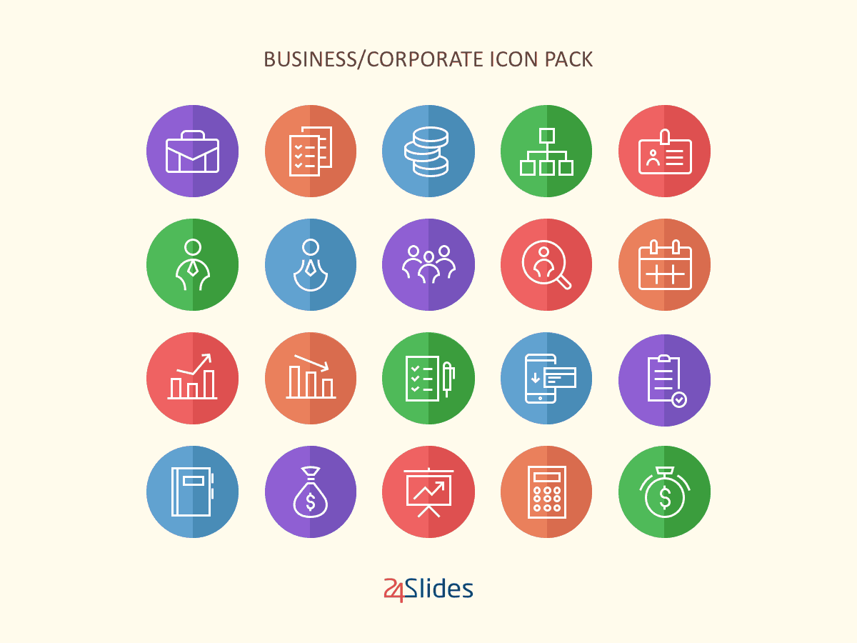 Corporate Colour Icon Pack by 24Slides