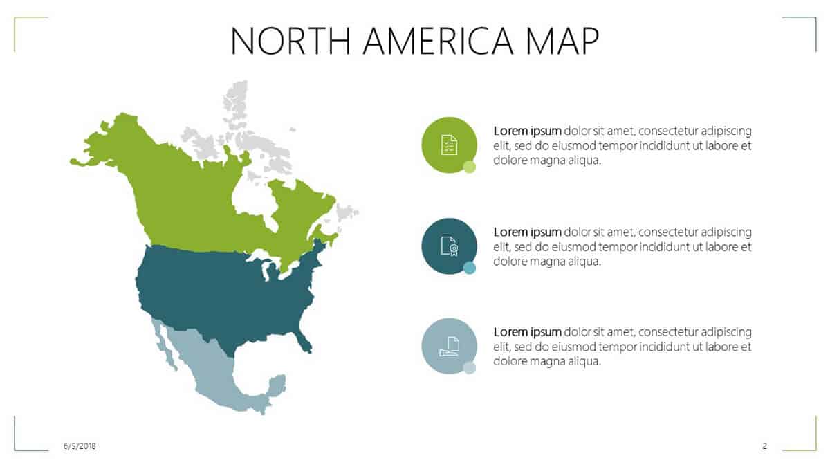 North American map PPT template