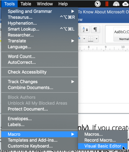 office for mac new vb editor