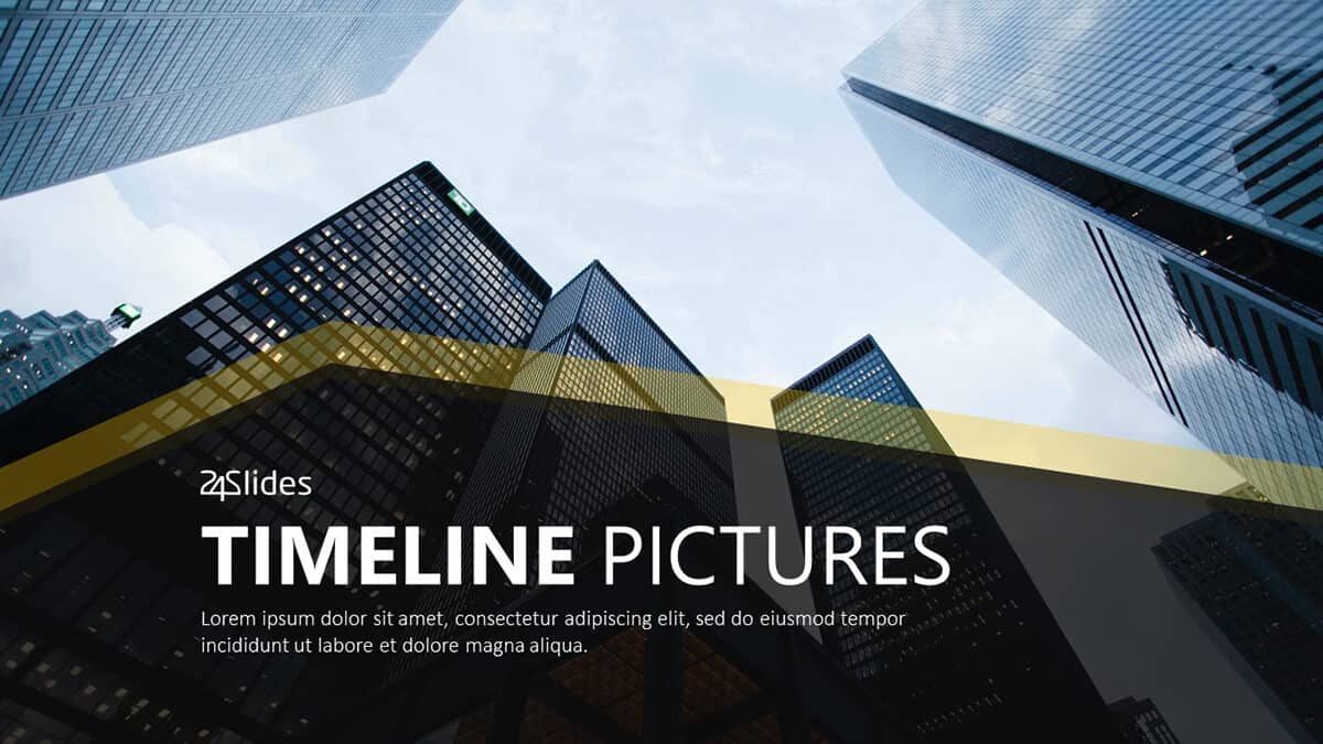 Cover slide of the Timeline Pictures PowerPoint Template pack