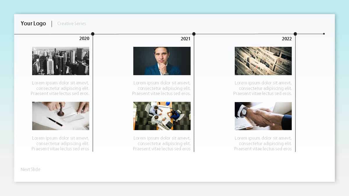 Company Timeline Pictures slide included in the Timeline Pictures Template pack
