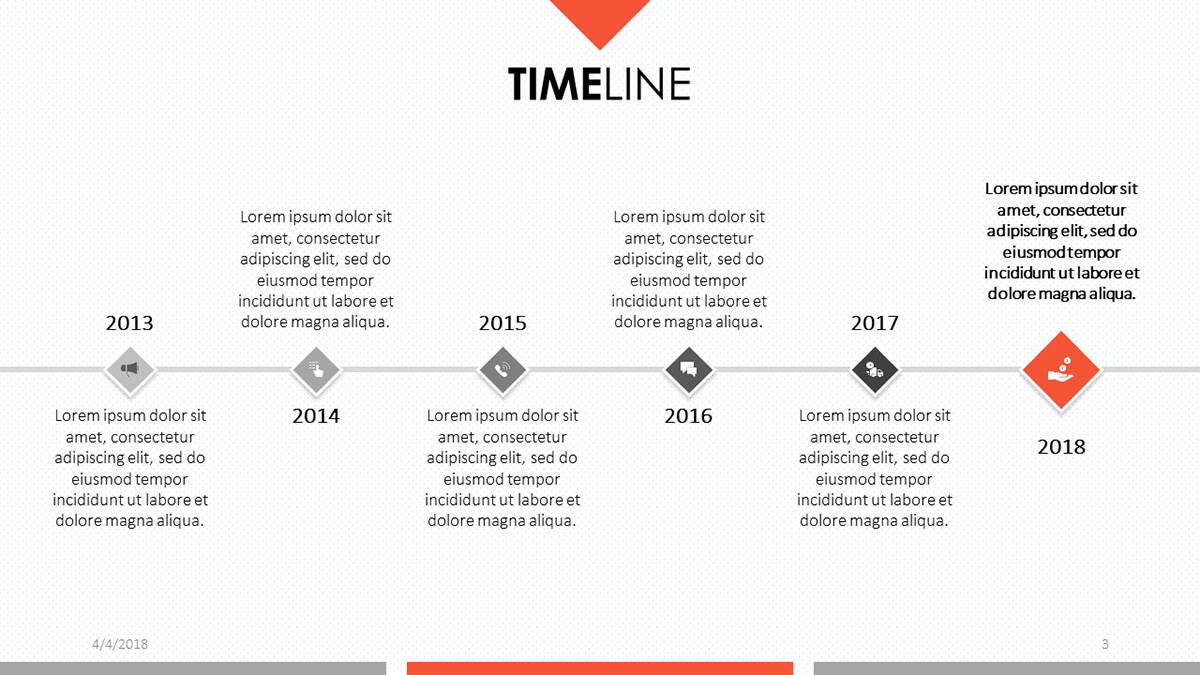 Yearly Timeline Slide included in the •Timeline Presentation Templates pack