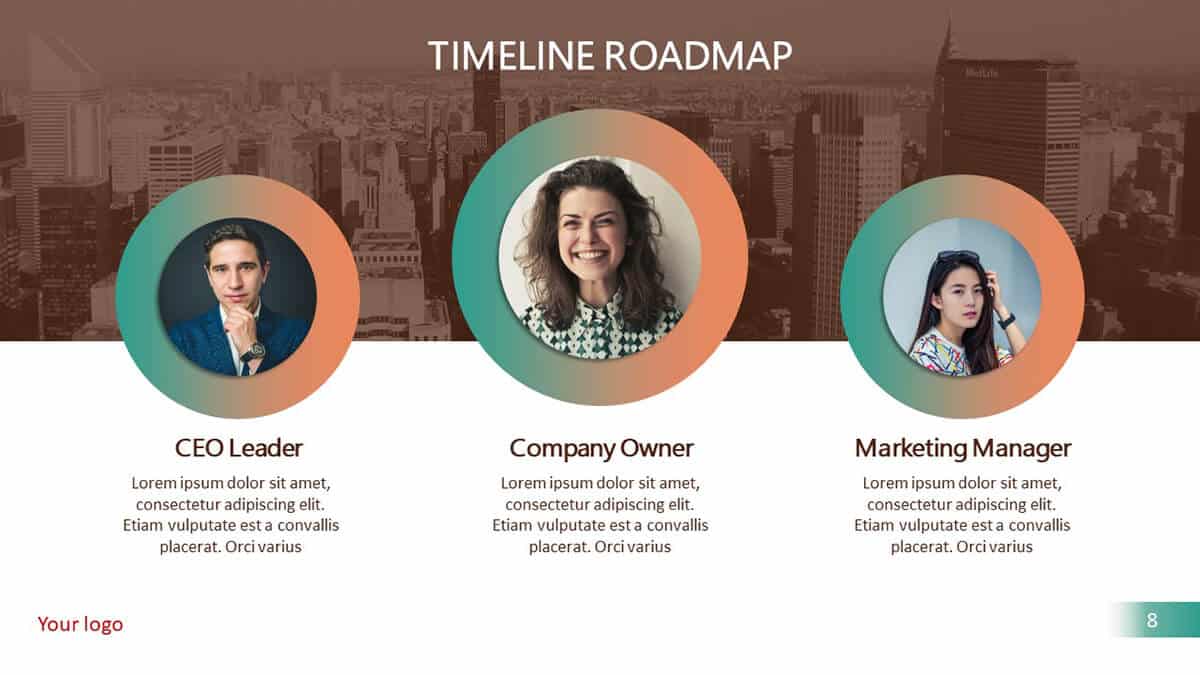 Team Members Timeline Roadmap Slide included in this 24Slides.com template pack