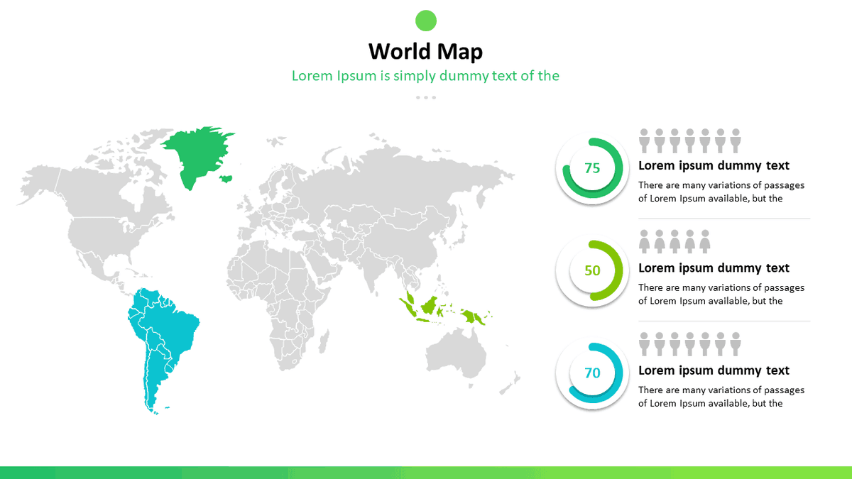 Maps of the World PowerPoint Template: World Map with Market Share slide