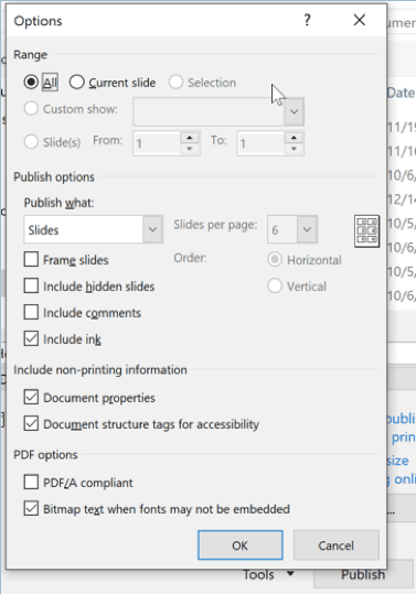 more options to export PPT to PDF on windows