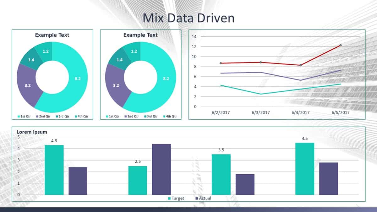 Corporate Data Presentation Template Pack: Mix Data Driven Slide