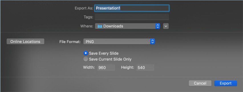 how to export presentation slides to images on mac