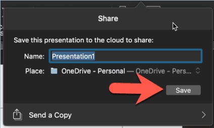 share powerpoint online via powerpoint for mac