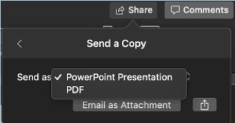 how to send a copy of your PPT directly on PowerPoint (mac version)
